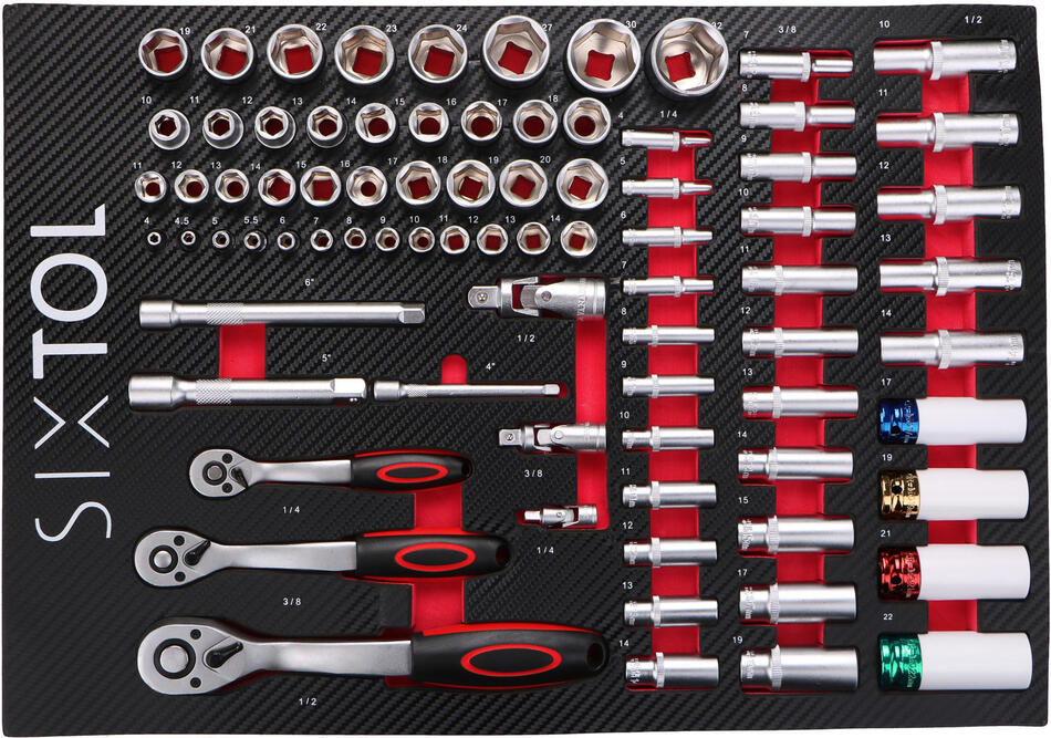 Modul s nářadím do dílenského vozíku MECHANIC TOOL TRAY 6, 80ks SIXTOL