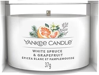 Yankee Candle White Spruce & Grapefruit votivní svíčka ve skle 37 g