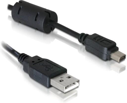 Kabel Delock USB 2.0 - miniUSB 12pin - alternativa Olympus CB-USB6, CB-USB8 1m, černý
