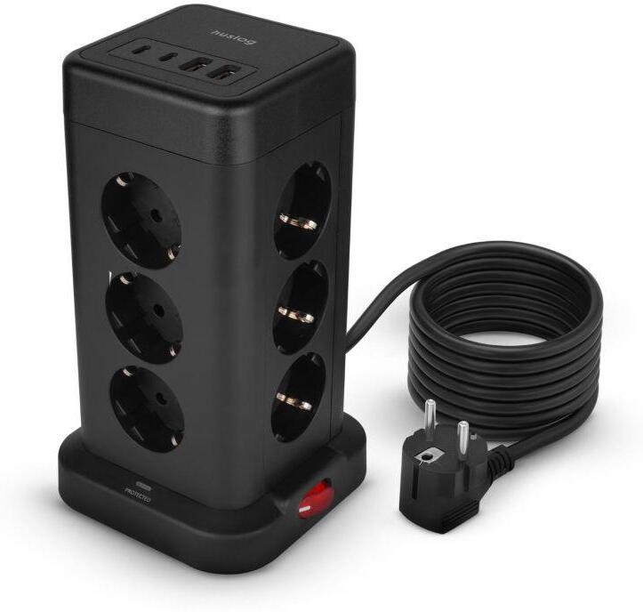 Nabíjecí stanice Huslog 15W 12xzásuvka, 2xUSB-C, 2xUSB černá
