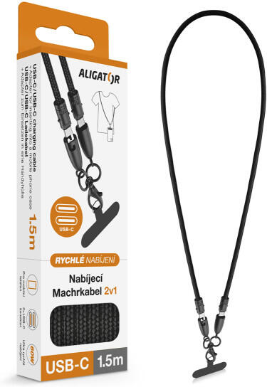 Datový kabel Aligator Machrkabel 3A 60W, USB-C/USB-C, černý