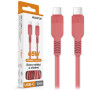 Datový kabel ALIGATOR SoftPastels 3A 65W, USB-C/USB-C, růžový