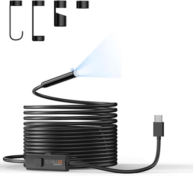 Technaxx USB-C endoskopická inspekční kamera, 8 mm, 5 m, IP67, černá (TX-386) (5427)