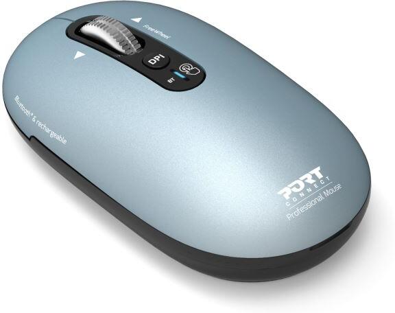 PORT CONNECT Pure MAC, bezdrátová dobíjecí myš, Bluetooth, FreeWheel, 3200 DPI, pastelová modř (910500)