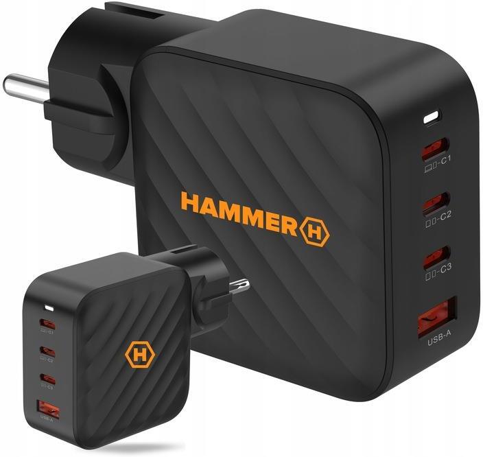 Nabíječka do sítě Hammer RapidCharge 100W, 1xUSB, 3xUSB-C černá