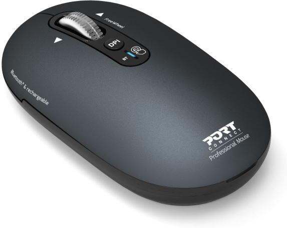 PORT CONNECT Pure MAC, bezdrátová dobíjecí myš, Bluetooth, FreeWheel, 3200 DPI, tmavě šedá (910501)
