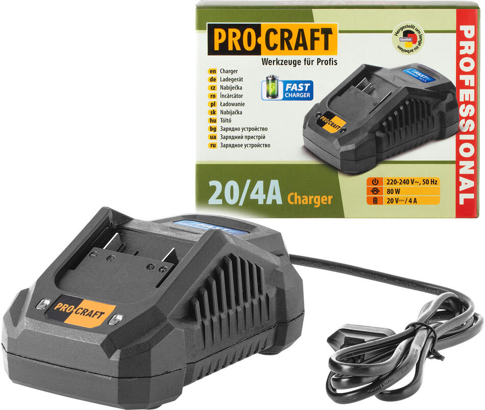 Nabíječka pro 20V Li-ion baterie Procraft 20/4? Fast Charge / 20/4A
