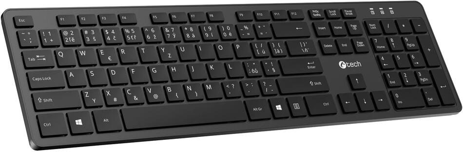 Klávesnice C-TECH KB-115, bezdrátová 2.4Ghz, slim, černá, CZ/SK