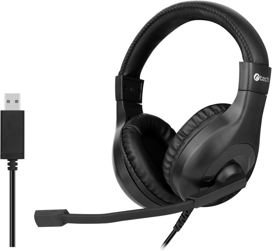 Sluchátka k PC C-TECH MHS-05, USB černá