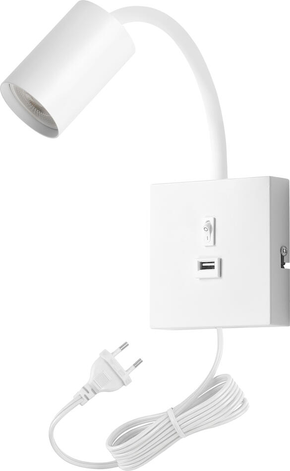Immax PUNTO USB flexibilní nástěnné svítidlo s vypínačem, bílá