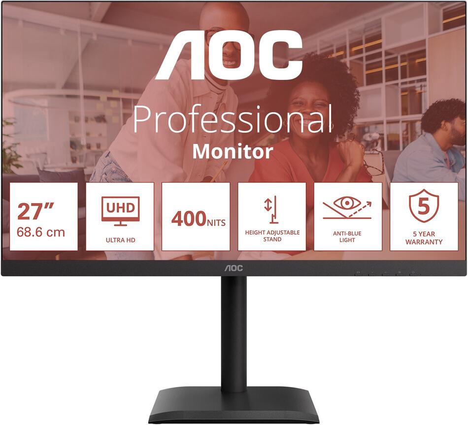AOC / U27E4CV / 27" / IPS / 4K UHD / 60Hz / 4ms / Černá / 5R