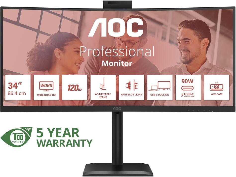AOC / CU34E4CW / 34" / VA / wQHD / 120Hz / 4ms / Černá / 5R