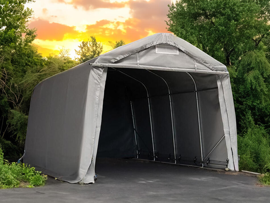 Mobilní garáž Ambitent PVC 720 HD 3,3 × 9,6 m, šedá