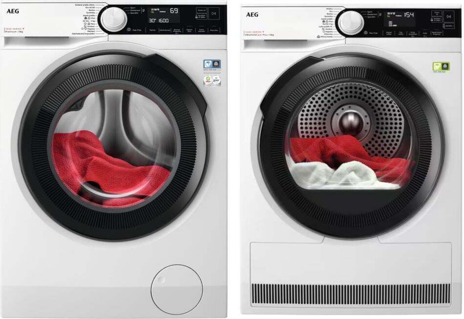 SET Pračka AEG ProSteam® 7000 LFR73864CC + Sušička prádla AEG 9000 AbsoluteCare® Plus 3DScan TR9384CC