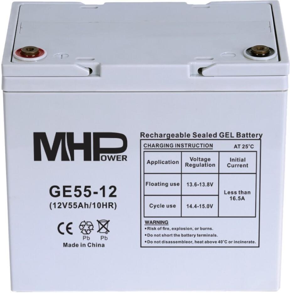 Baterie MHPower GE55-12 GEL, 12V/55Ah, T1-M6, Deep Cycle
