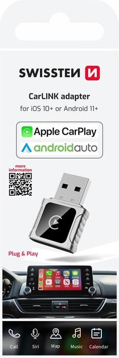 SWISSTEN CARLINK ADAPTER - APPLE CARPLAY / ANDROID AUTO (+ ADAPTER USB-A / USB-C)