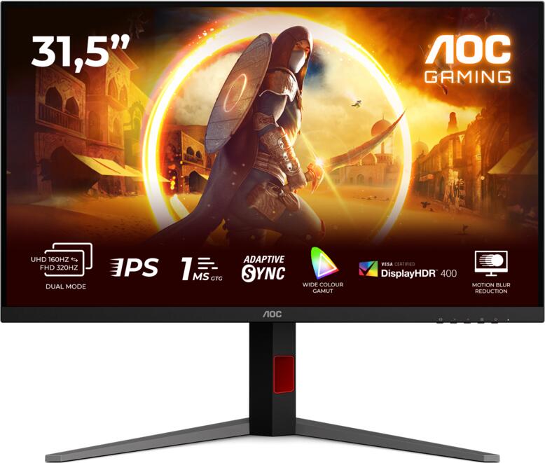 AOC LCD herní U32G4U 31,5" IPS 4K / 3840x2160@160Hz / 0,5ms / 450cd / 2xHDMI / DP / 4xUSB / Pivot / HAS / VESA