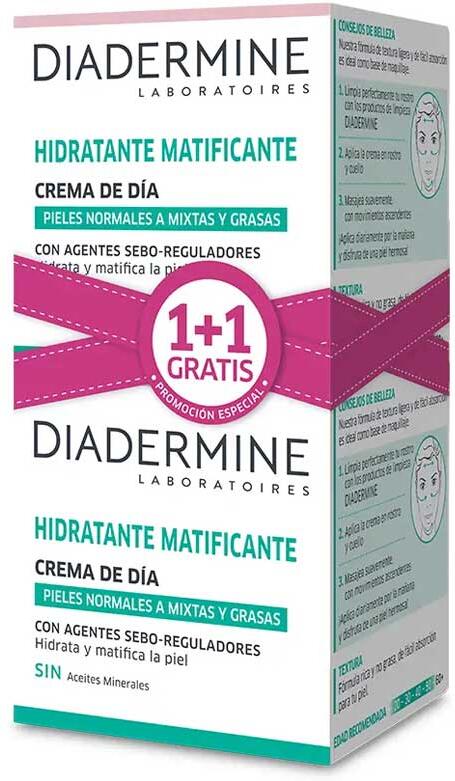 Denní pleťový krém Diadermine pH7 Hydrating Mattifying Day Cream, 2x50 ml