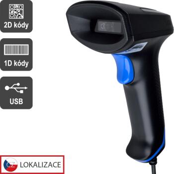 CCD 2D čtečka VIRTUOS HT-851A, USB (klávesnice/RS-232 emulace), bez stojánku, černá (EHE0019)