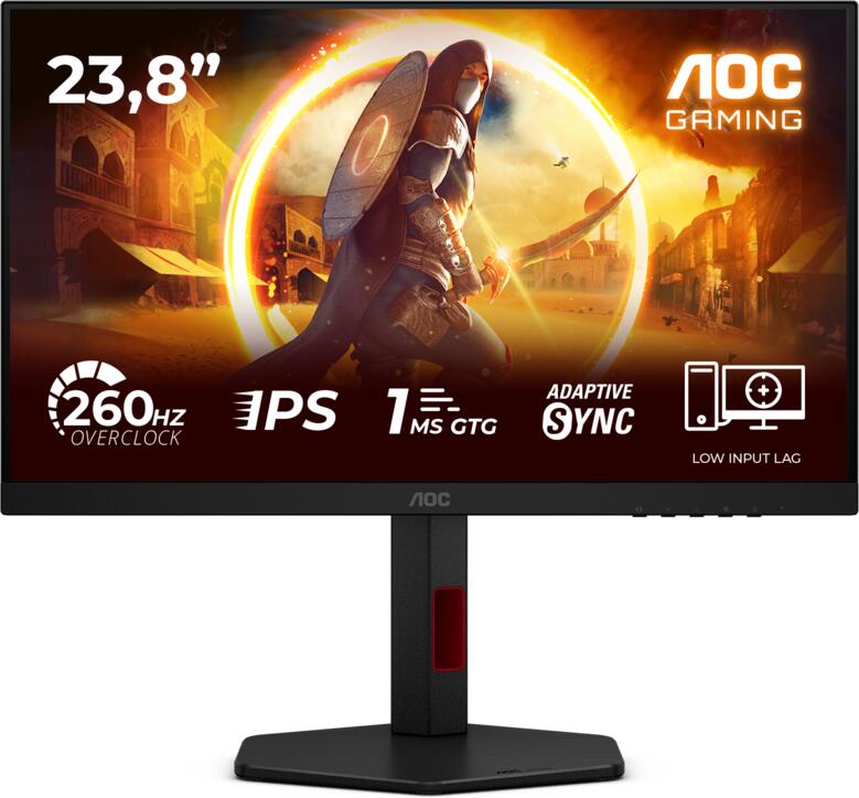 AOC LCD herní 24G4ZR 23,8" IPS / 1920x1080@260Hz / 0,3ms / 300cd / 2xHDMI / DP / Pivot / HAS / VESA