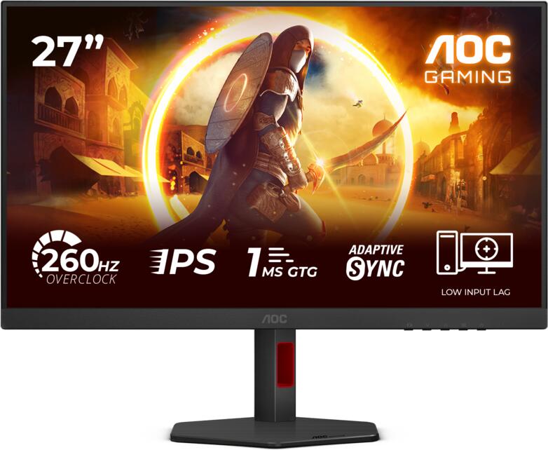 AOC LCD herní 27G4ZR 27" IPS / 1920x1080@260Hz / 0,3ms / 300cd / 2xHDMI / DP / Pivot / HAS / VESA