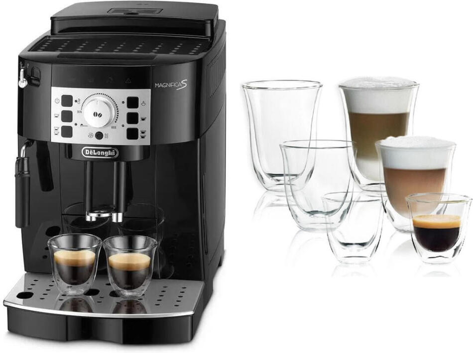 SET DeLonghi Magnifica S ECAM 22.112.B + Sada skleniček DeLonghi DLSC 302 (6ks)