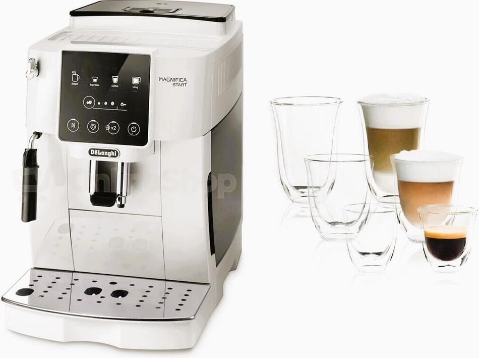 SET DeLonghi Magnifica Start ECAM 220.20.W + Sada skleniček DeLonghi DLSC 302 (6ks)