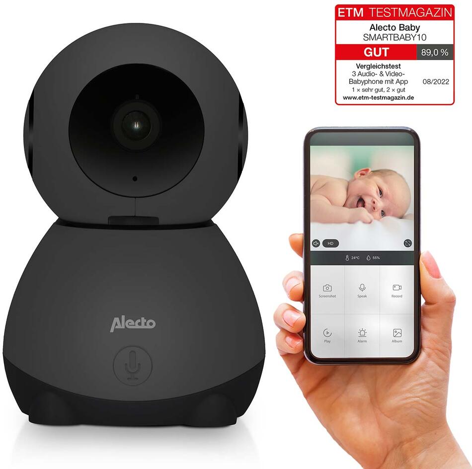 Wi-fi chůvička s kamerou Černá Alecto SMARTBABY10BK