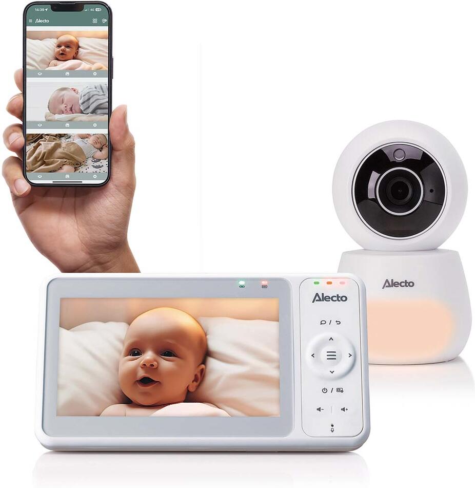 Video chůvička s HD kamerou, 5" displejem a aplikací Alecto DVM2060