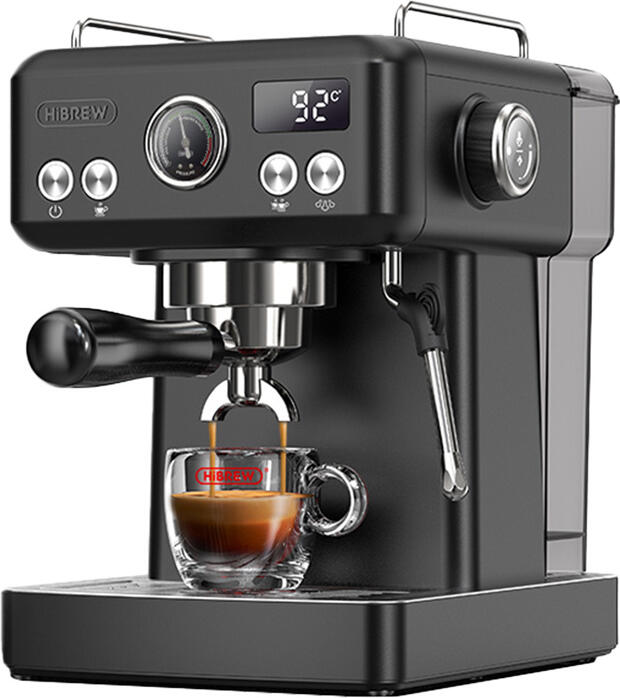 Pákový kávovar HiBREW H10A s regulací teploty, černý