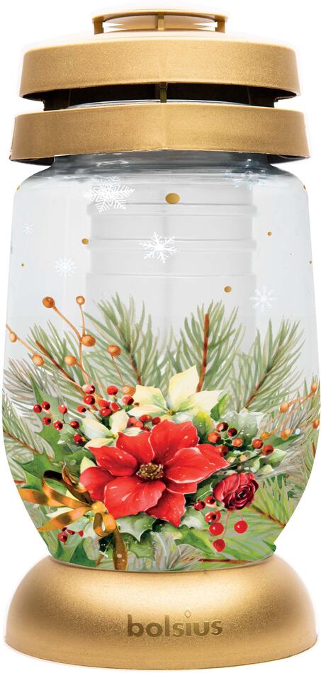 Hřbitovní lucerna Bolsius 22cm červený květ