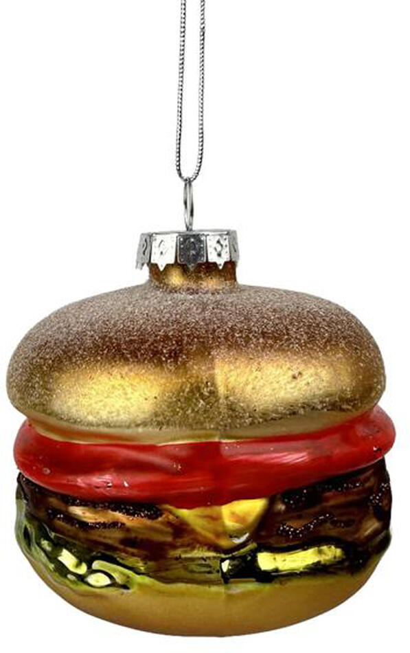 Skleněná vánoční ozdoba TORO 8,5cm hamburger