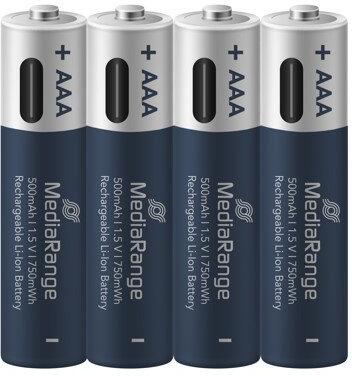 Baterie AAA MediaRange nabíjecí USB-C Li-Ion , 1,5V, 500 mAh, 4ks