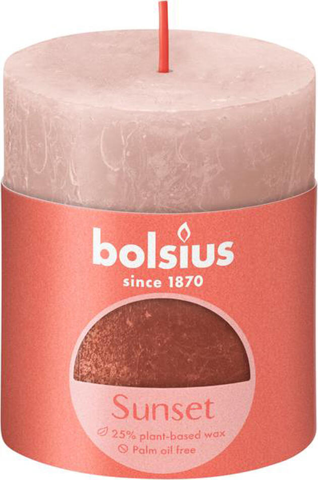 Rustikální svíčka 8cm Bolsius růžovo jantarová