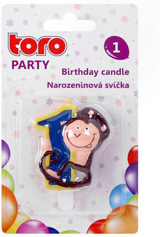 Dortová svíčka číslice "1" TORO zapichovací 5cm opička