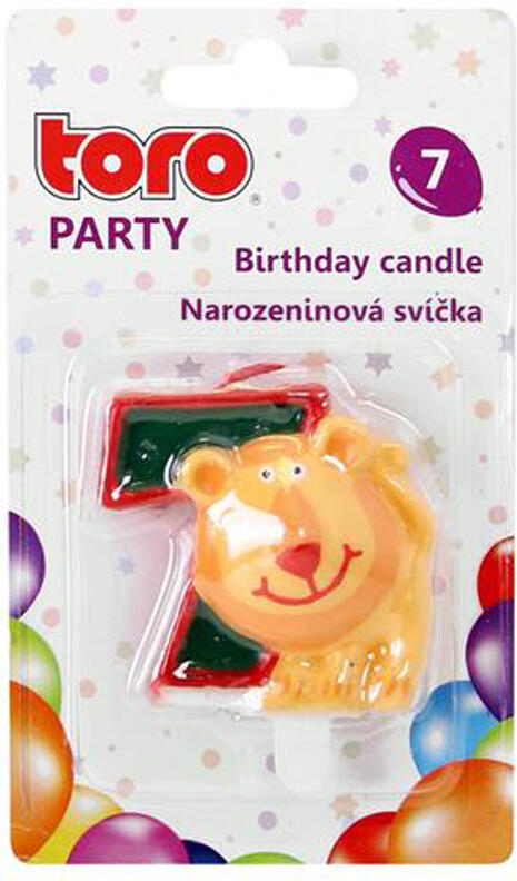Dortová svíčka číslice "7" TORO zapichovací 5cm lev