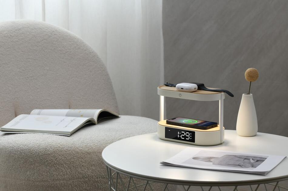 LED budík Immax TRIPLE DOCK 3x bezdrátová nabíjecí stanice