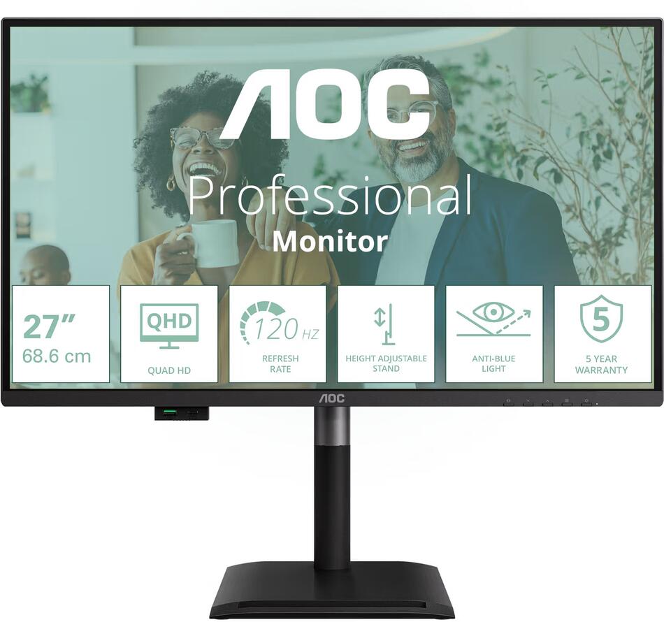 AOC / Q27P4CV / 27" / IPS / QHD / 120Hz / 4ms / Černá / 5R