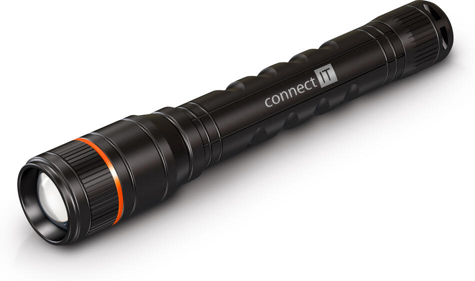 CONNECT IT GLEAM 300 LED ruční svítilna 2x AA, 300 lm, hliníková, voděodolná, černá (CLI-9120-BK)