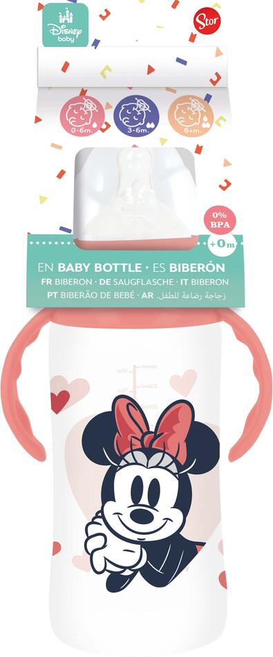 STOR lÁHEV KOJENEC.MINNIE S ÚCHYTY 360ML,ANTIKOLIK.SYS.
