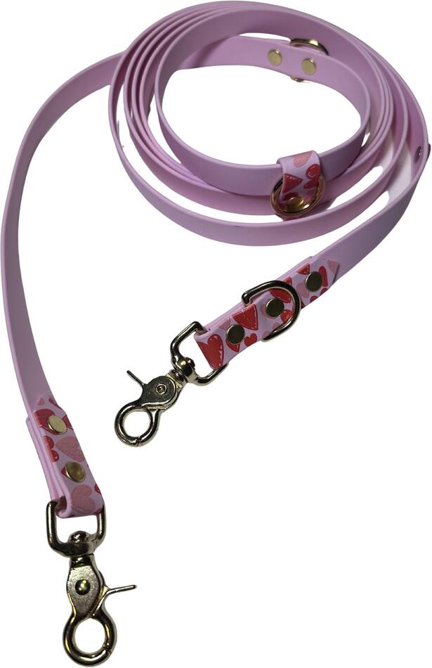 Reedog přepínací vodítko růžové srdce Biothane 3m - M-19mm
