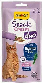 GimCat Snack Cream Duo tuňák&tráva 6x15g