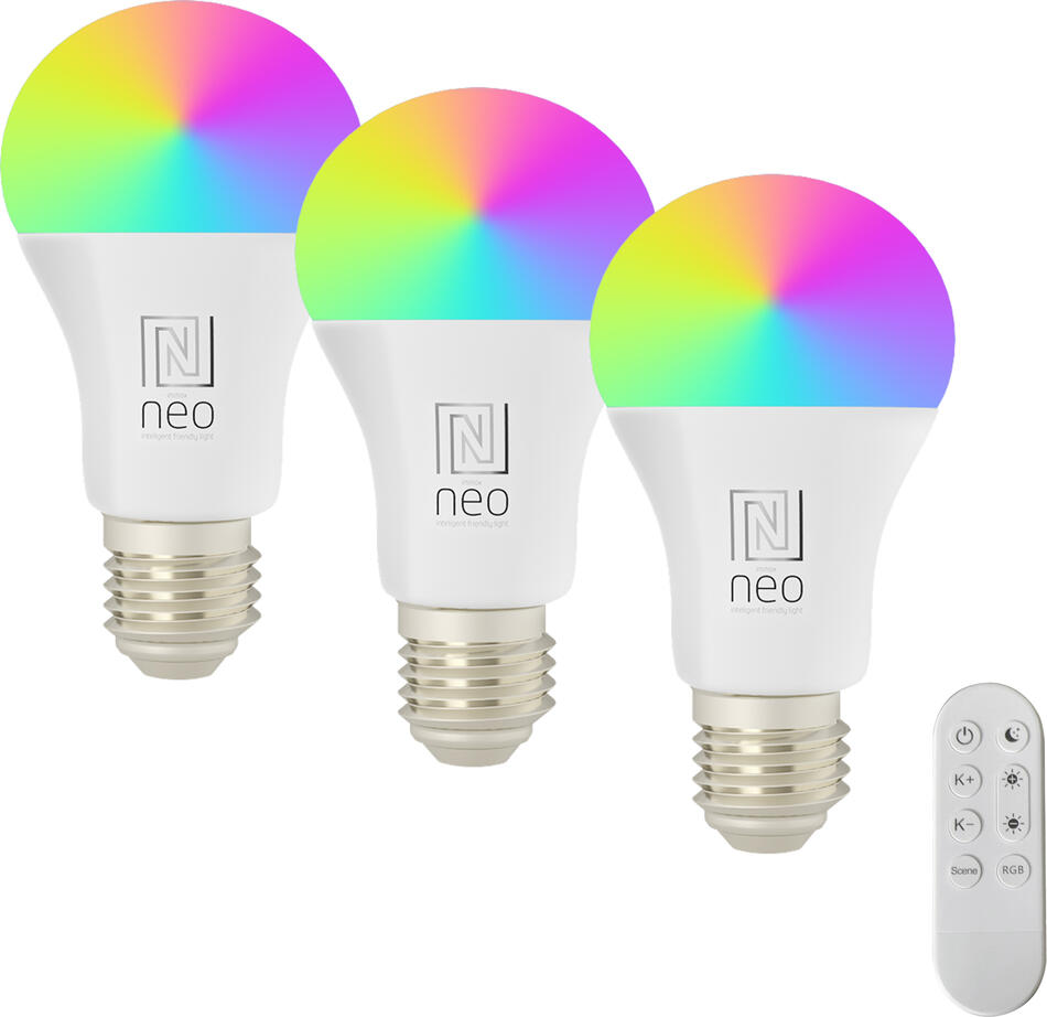 Immax NEO LITE sada 3xSmart žárovka LED E27 14W RGB+CCT, stmívatelná,WiFi Beacon+DO