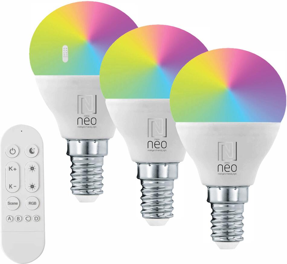 Immax NEO LITE Smart 3x žárovka LED E14- 6W RGB+CCT barevná a bílá, stmívatelná, WiFi +DO