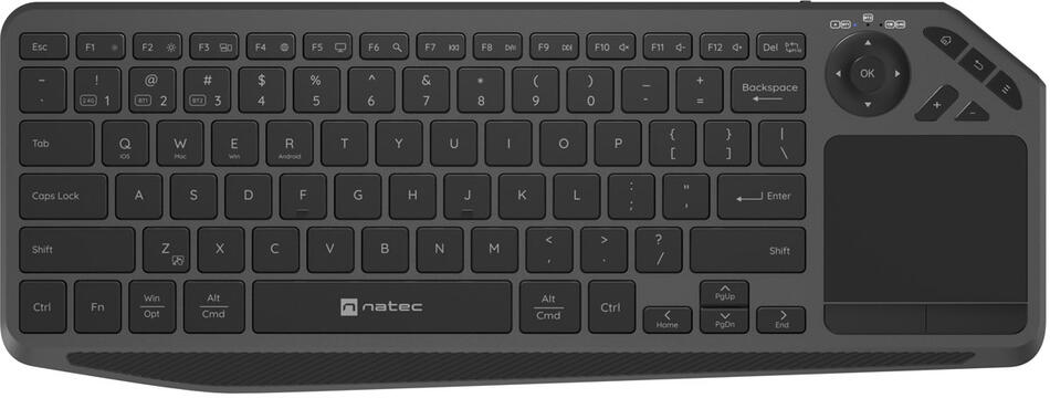 Bezdrátová klávesnice pro Smart TV NATEC TURBOT 2/USB+BT/US/Černá (NKL-2317)