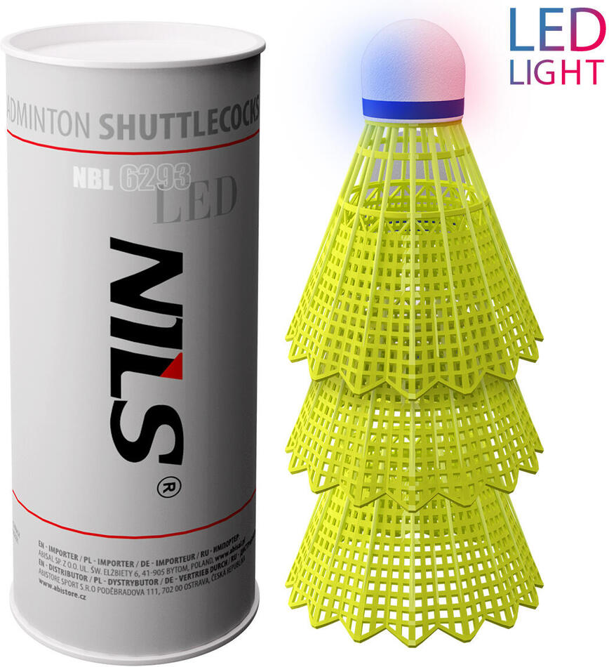 Badmintonové míčky NILS NBL6293 s LED 3 ks