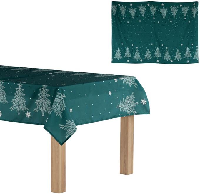 Ubrus - motiv se stromky, 100% polyester, 130 x 160 cm, zelený Autronic (UBR047), Zelená, Polyester 100%