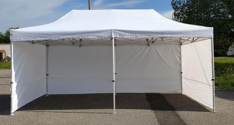 Nůžkový Párty stan 3x6m ALU Premium 4ks plné bočnice - Bílá