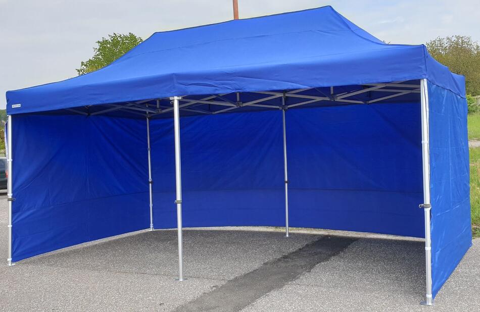 Nůžkový Párty stan 3x6m ALU Premium 4ks plné bočnice - Modrá