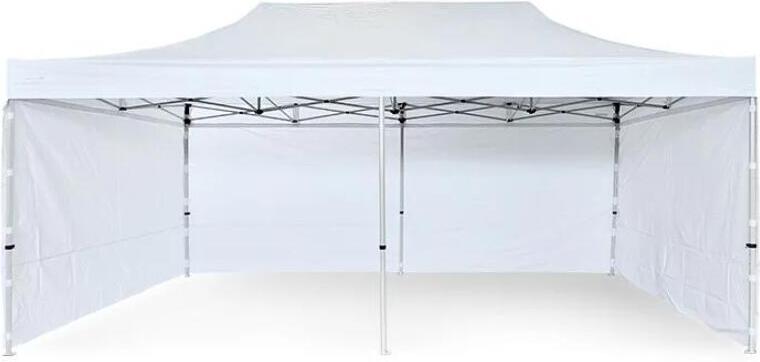 Nůžkový Párty stan 3x6m Ocelový PREMIUM - 4ks plné bočnice - Bílá